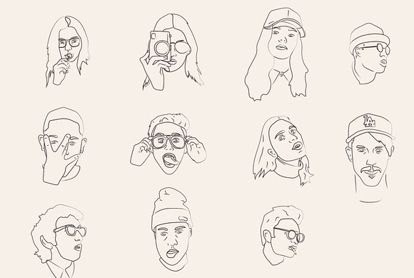 hand sketched faces vector  in Illustrations - product preview 1