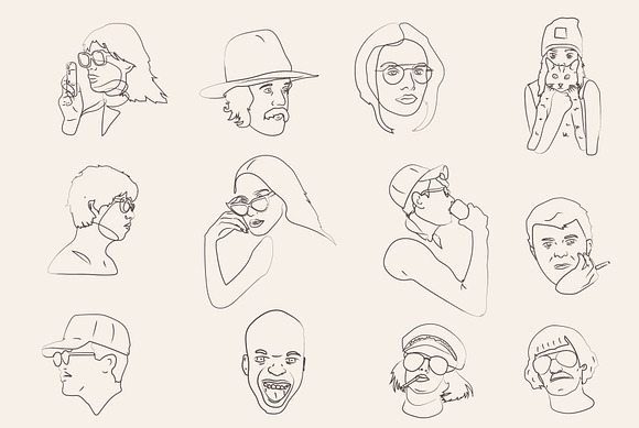 hand sketched faces vector  in Illustrations - product preview 2