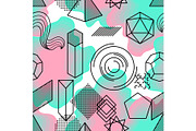 Seamless pattern with abstract geometric shapes. Line art background