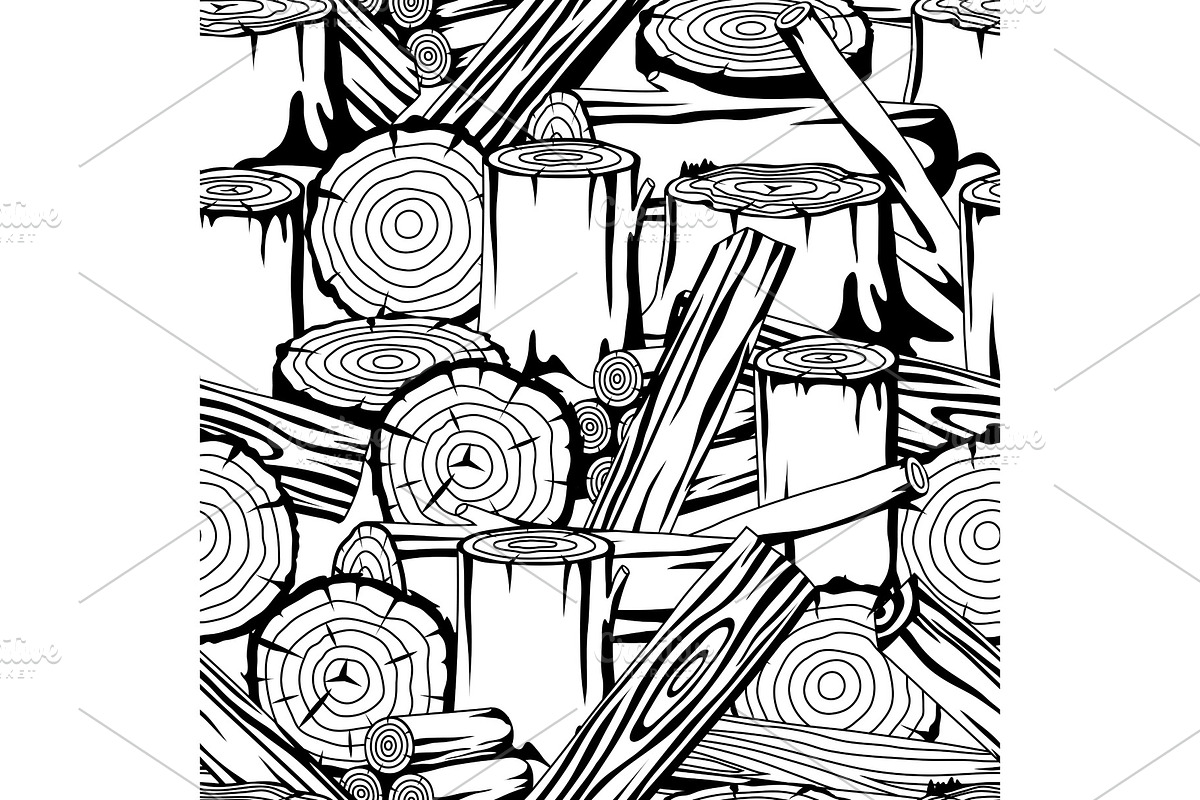 Seamless pattern with wood logs, trunks and planks. Background for forestry and lumber industry in Patterns - product preview 8