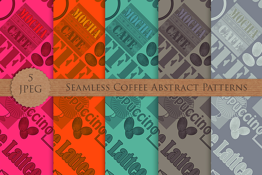 COFFEE lettering seamless patterns in Patterns - product preview 8