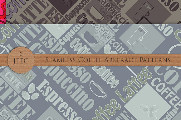 COFFEE lettering seamless patterns in Patterns - product preview 1