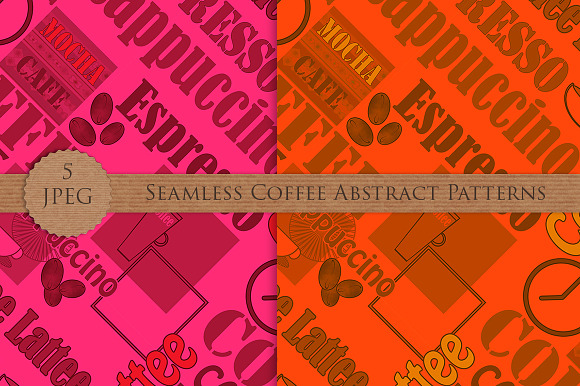 COFFEE lettering seamless patterns in Patterns - product preview 2