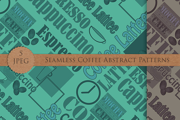 COFFEE lettering seamless patterns in Patterns - product preview 3