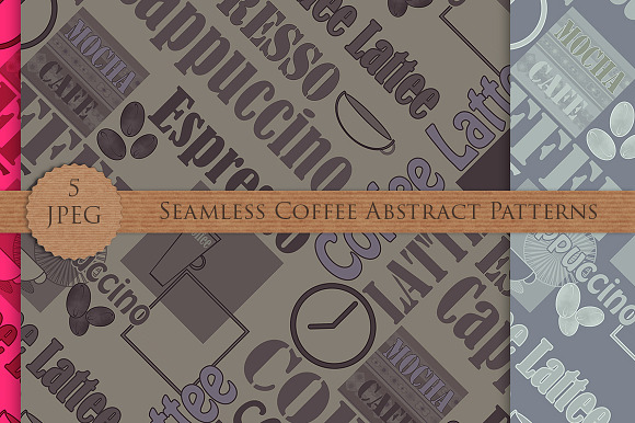 COFFEE lettering seamless patterns in Patterns - product preview 4