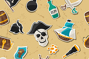 Seamless patterns on pirate theme.