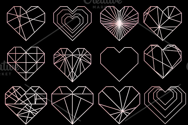 Rose Gold Geometric Heart Logos Icon
