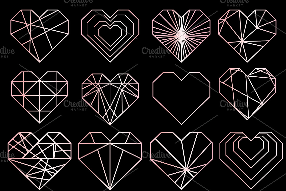 Rose Gold Geometric Heart Logos Icon in Logo Templates - product preview 8