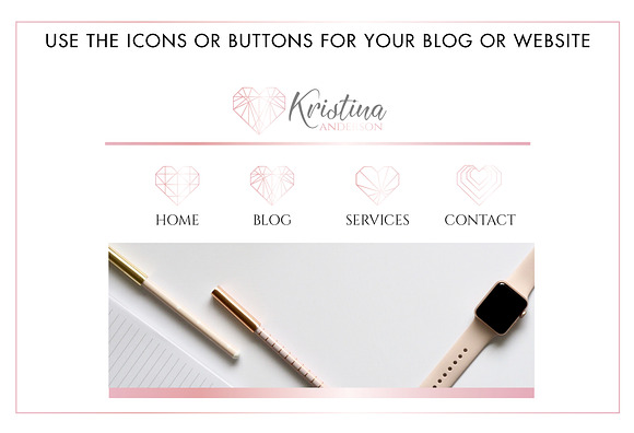 Rose Gold Geometric Heart Logos Icon in Logo Templates - product preview 2