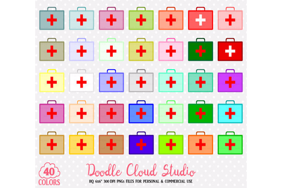 40 Colorful First Aid Kit Clipart