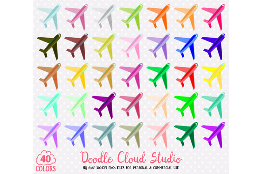 40 Colorful Airplane Clipart