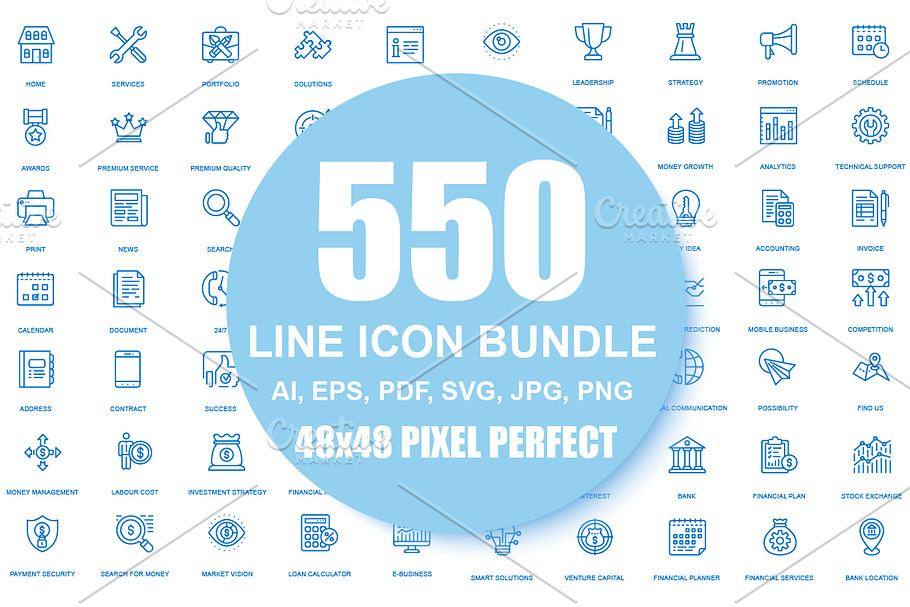 550 Line Icons Bundle