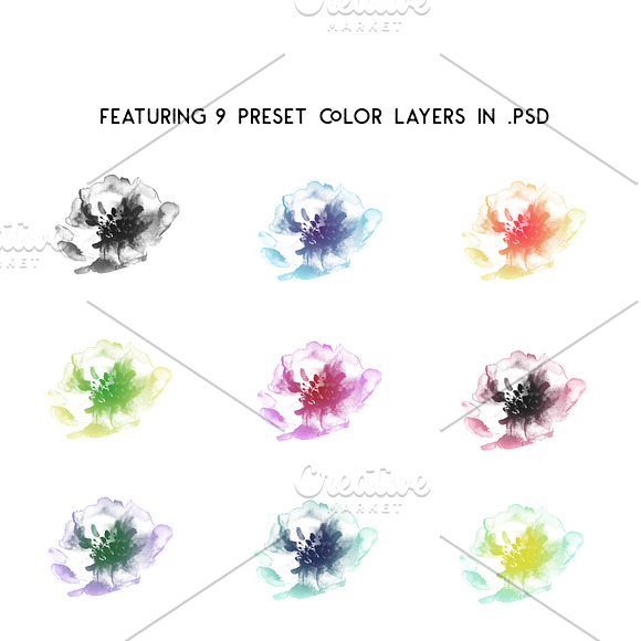 Watercolor Floral Brush in Photoshop Brushes - product preview 2