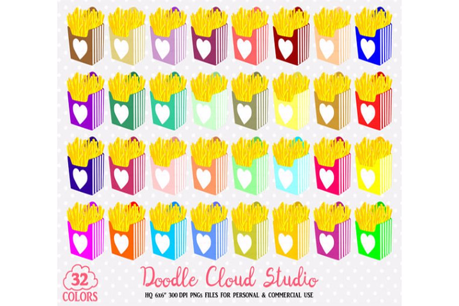 32 Colorful Fries Clipart Fast food