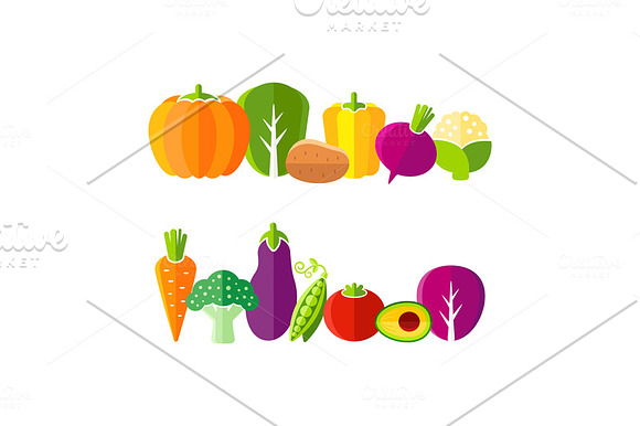 Fresh vegetables flat style set in Graphics - product preview 1
