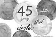 45 watercolor gray circles