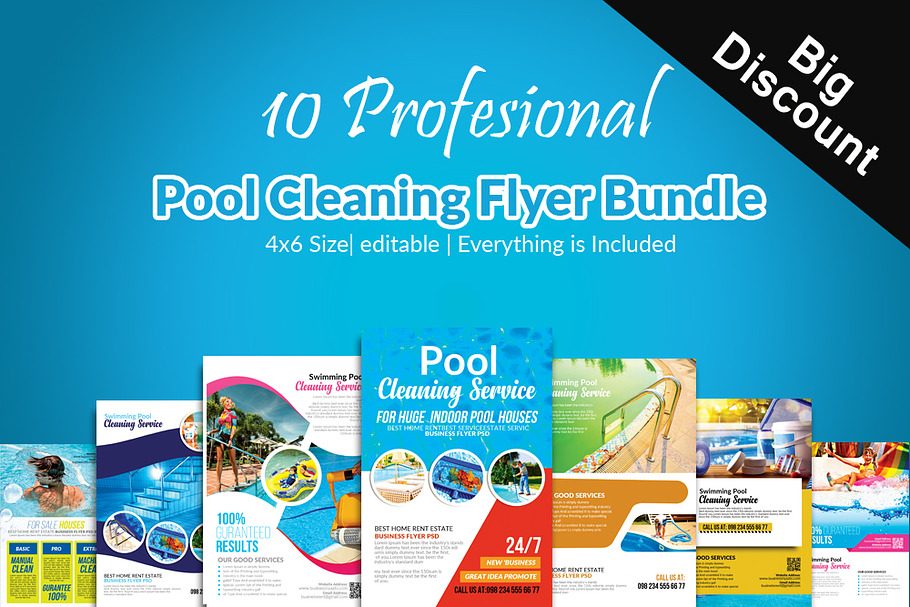 10 Pool Cleaning Flyers Bundle