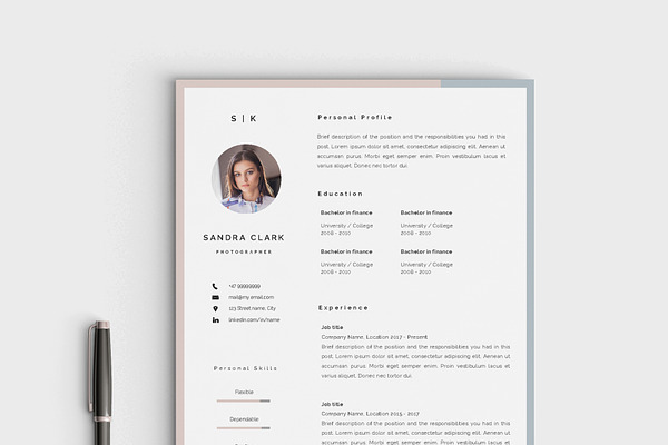 Resume template with picture