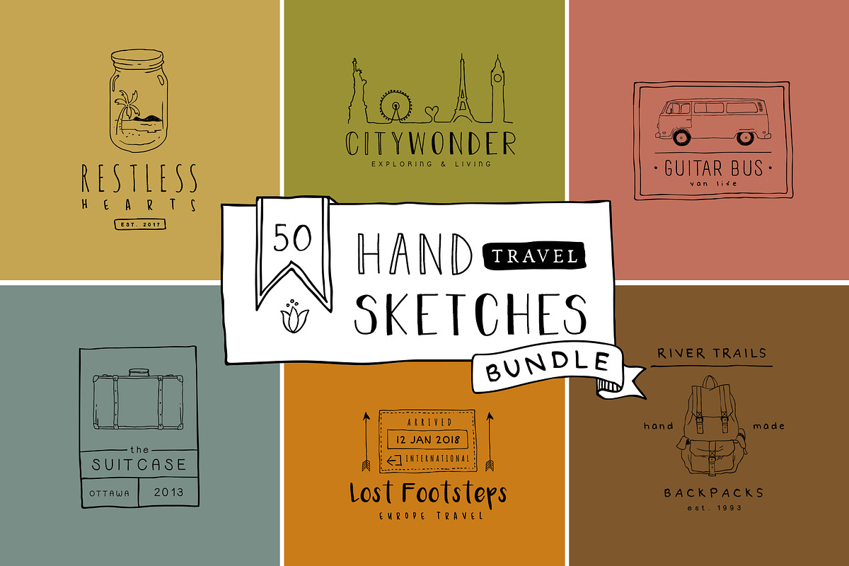 Handmade Travel Logo Bundle Vol. 1 in Logo Templates - product preview 8