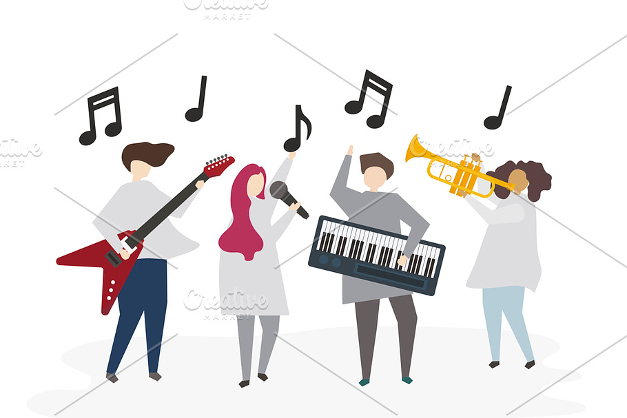 Illustration of friends play music in Illustrations - product preview 8