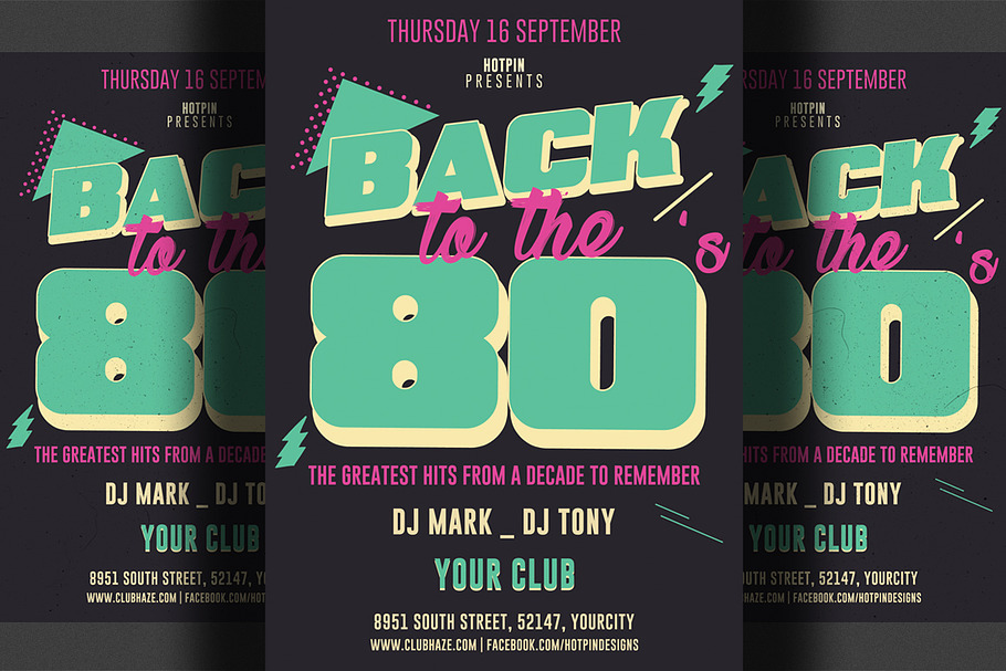 80s Retro Party Flyer Template in Flyer Templates - product preview 8