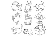 Doodle sketch cats character set