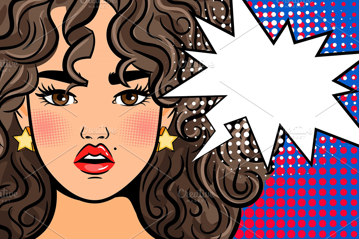 Shocked pop art girl in Illustrations - product preview 8
