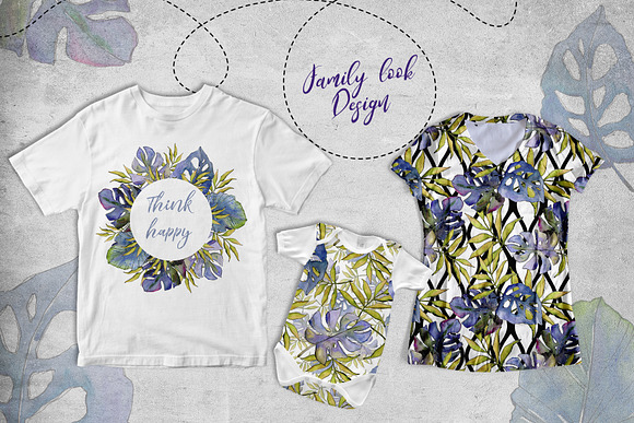 Tropics leaves PNG watercolor set in Illustrations - product preview 1