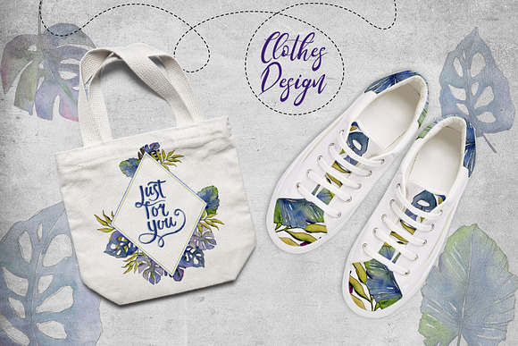 Tropics leaves PNG watercolor set in Illustrations - product preview 2