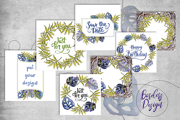 Tropics leaves PNG watercolor set in Illustrations - product preview 4
