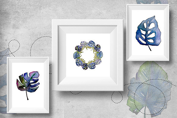 Tropics leaves PNG watercolor set in Illustrations - product preview 6