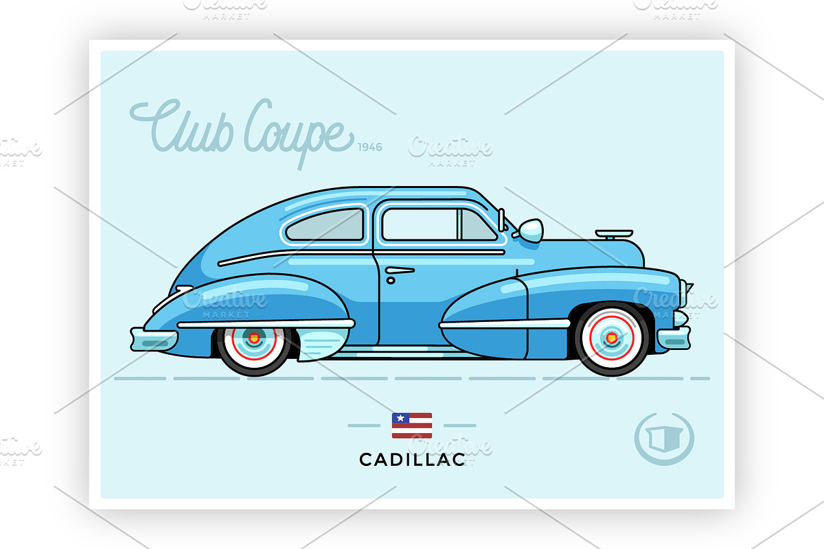 Vintage vector Cadillac Club Coupe in Illustrations - product preview 8