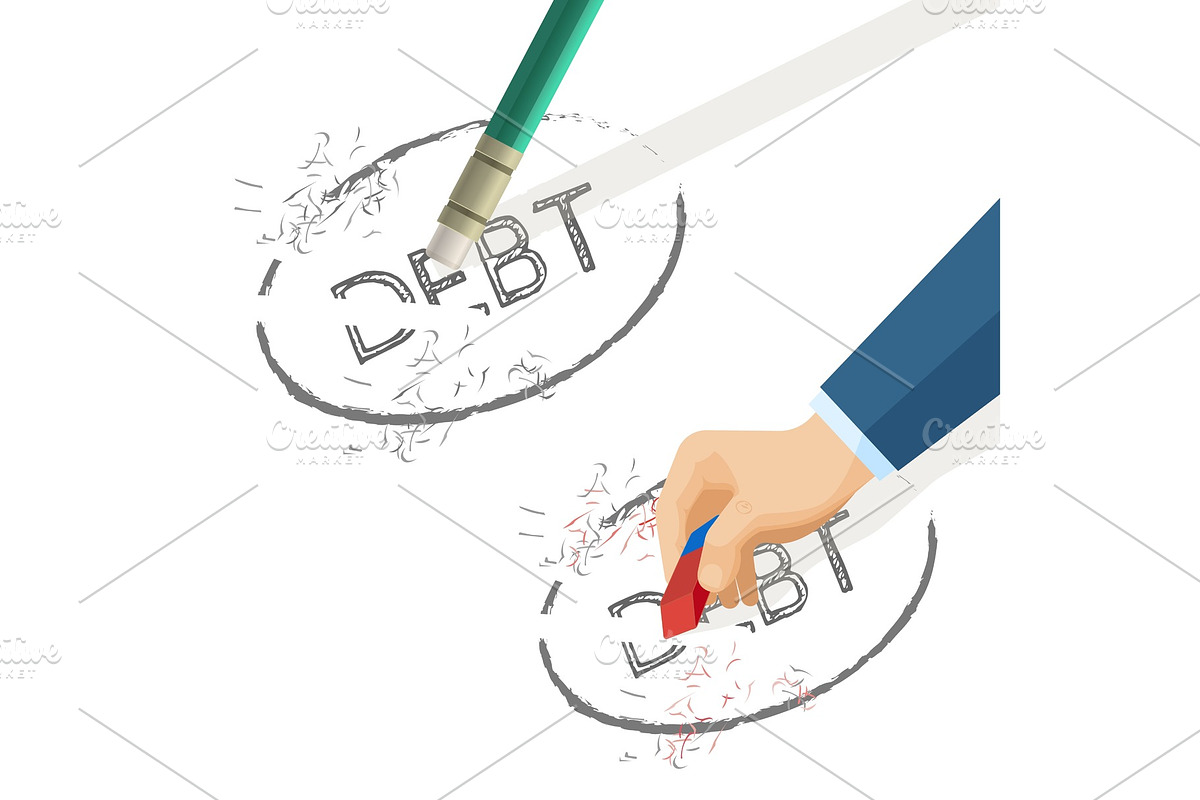Person erase word debt written on paper, vector illustration in Illustrations - product preview 8
