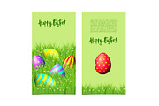 Banners with Easter eggs and green grass