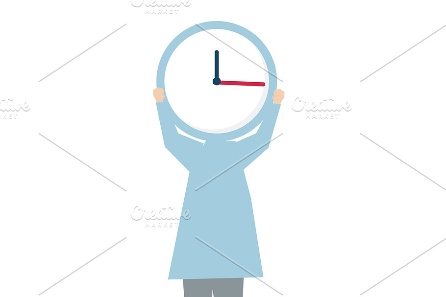 Illustration of woman and clock