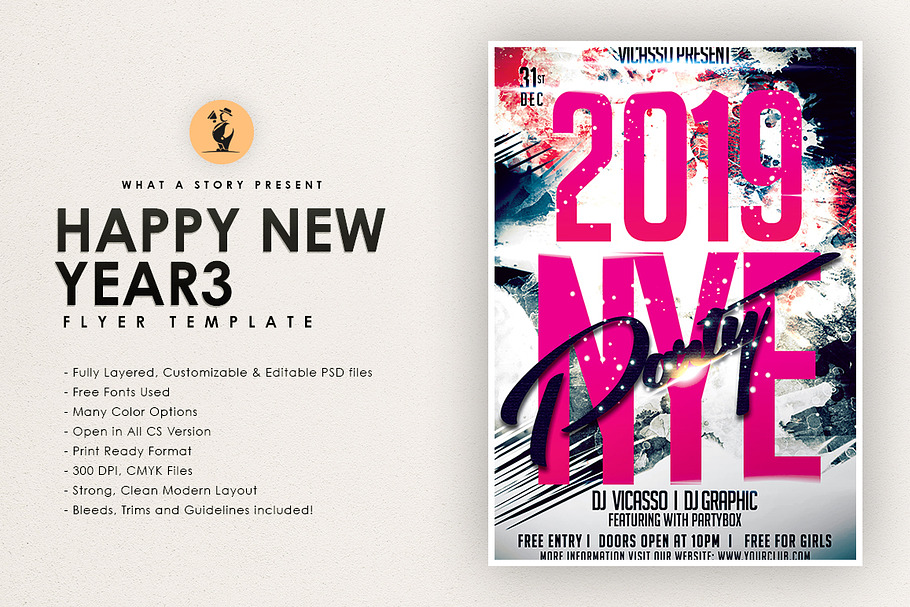 Happy New Year 3 in Flyer Templates - product preview 8
