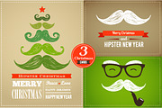 set of Hipster Christmas cards