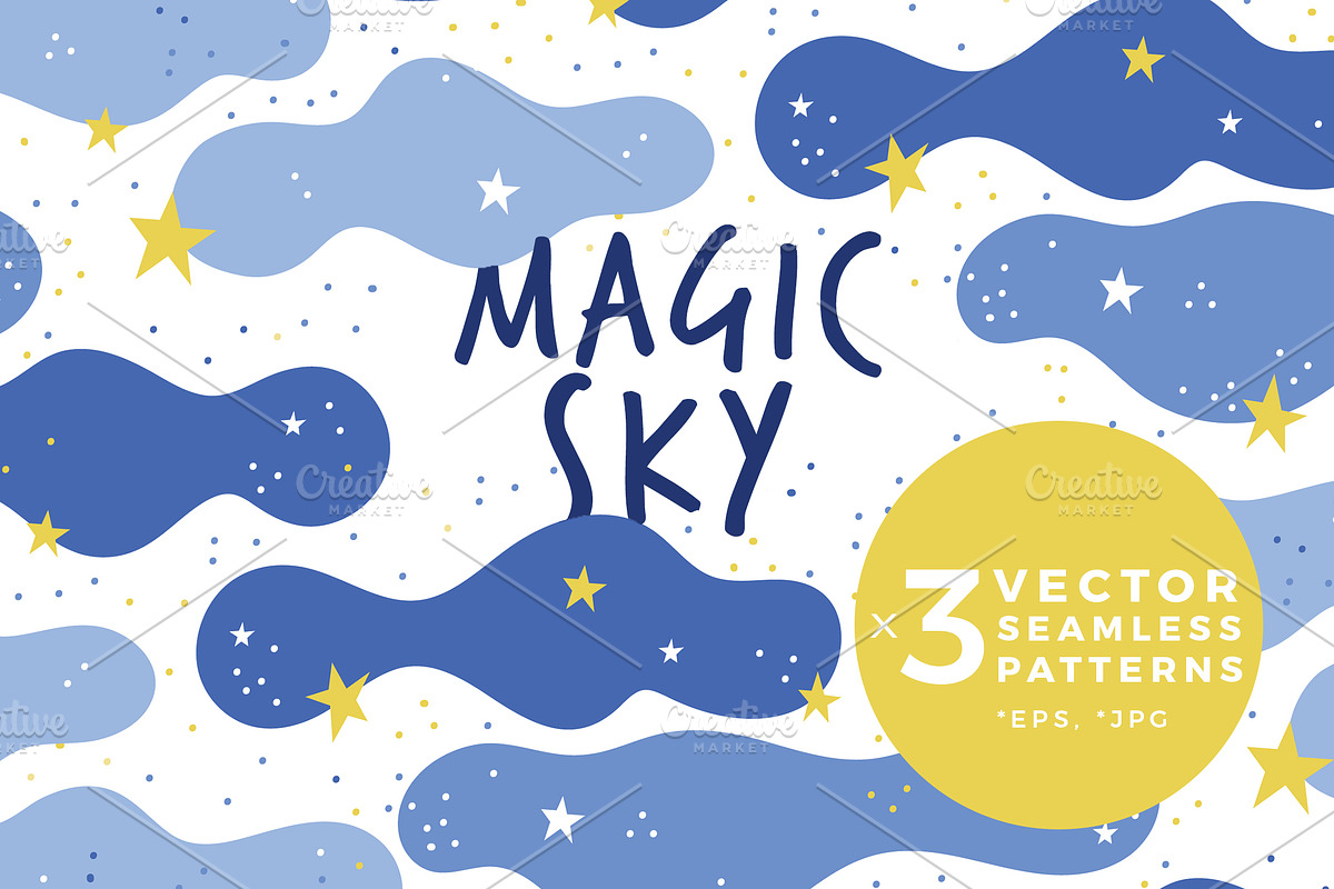 Magic Sky - pattern with cute clouds in Patterns - product preview 8