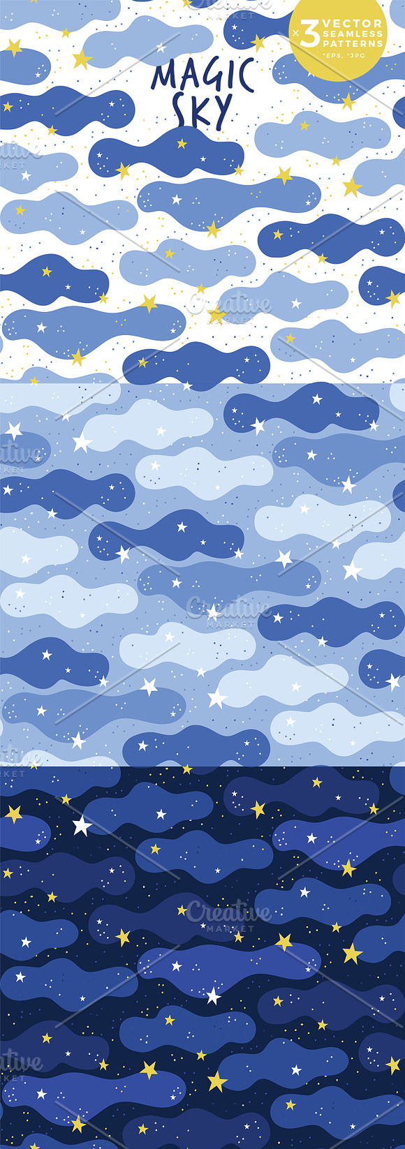 Magic Sky - pattern with cute clouds in Patterns - product preview 1
