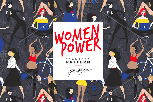 Women Power seamless pattern