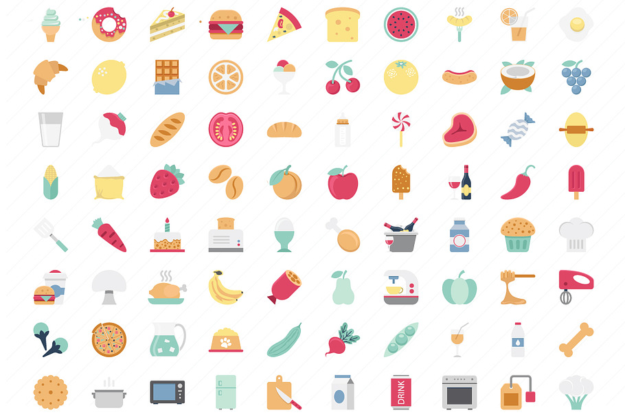 Food Color Vector Icons 