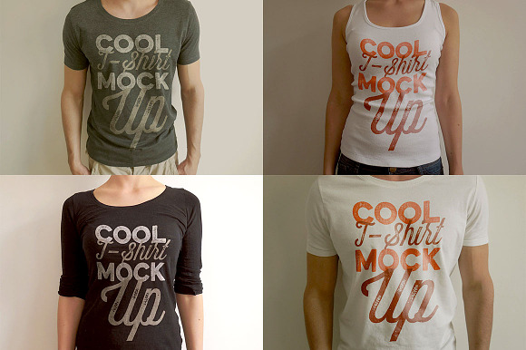 6 Retro/Vintage T-shirt Mock-ups in Product Mockups - product preview 1