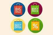 Vector colorful paper bag sale icon