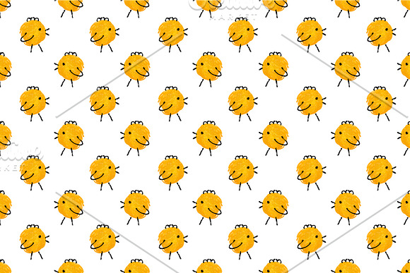 Seamless pattern with hand drawn chickens in Illustrations - product preview 1