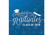 Vector on seamless graduations background congratulations graduates 2018 class