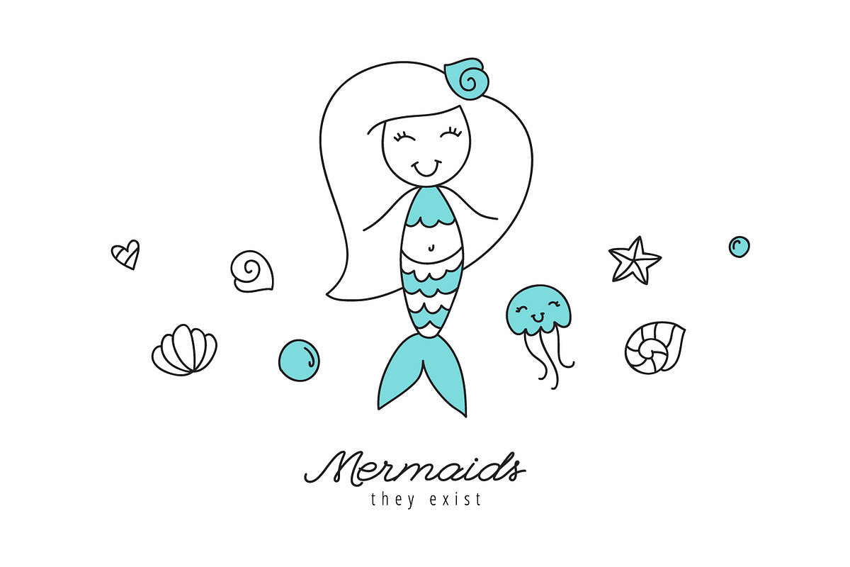 Mermaids, pattern and card in Patterns - product preview 8