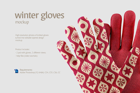 Winter Gloves Mockup in Product Mockups - product preview 1