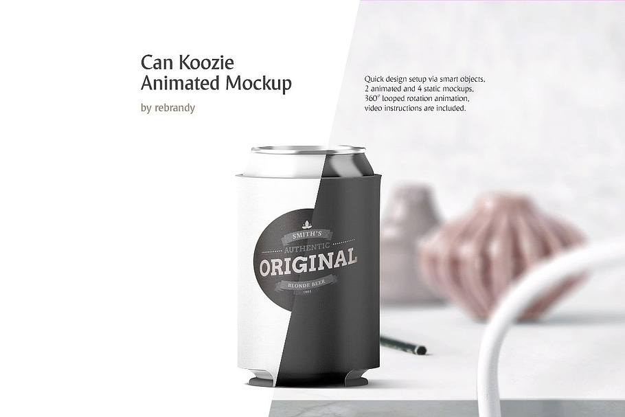 Can Koozie Animated Mockup in Product Mockups - product preview 8