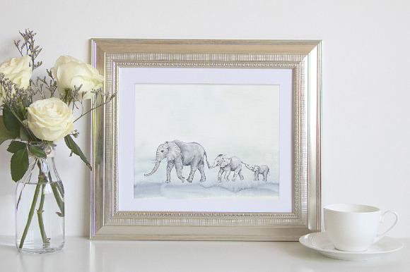 Watercolor Elephant Clipart in Illustrations - product preview 7