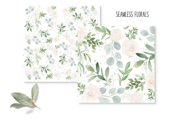 Seamless Watercolor Greenery Pattern in Patterns - product preview 1